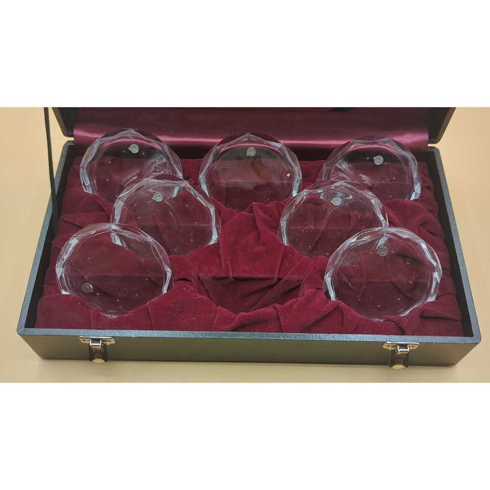 Vtg Post House Japan Crystal Coasters (7) In Case MCM